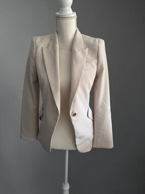 WHITE HOUSE BLACK MARKET Beige Corset Back Blazer Size 0